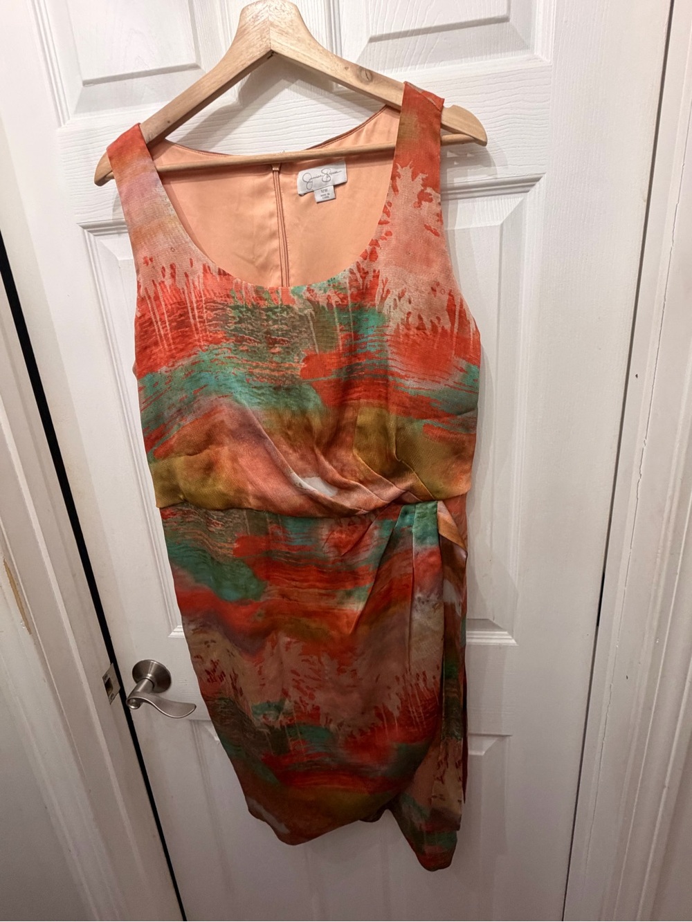 Jessica Simpson Orange, Green & Peach Printed Midi Dress